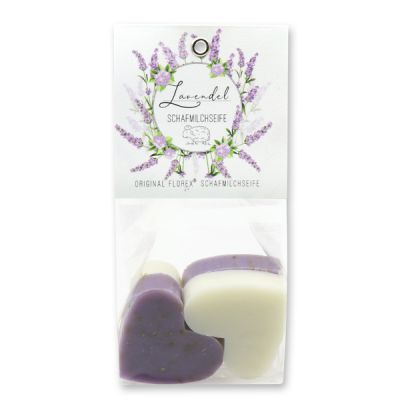 Schafmilchseife Herz mittel 4x23g in Cello "Einzigartige Augenblicke", Classic/Lavendel 