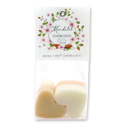 Schafmilchseife Herz mittel 4x23g in Cello "Einzigartige Augenblicke", Classic/Mandelöl 