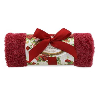 Towel rolled 30x50cm "Vintage motif 140", bordeaux 