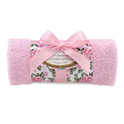 Towel rolled 30x50cm "Vintage motif 193", light pink 