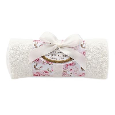 Towel rolled 30x50cm "Vintage motif 195", white 