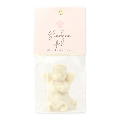 Sheep milk soap angel 50g "Glaub an dich - du schaffst das", Christmas rose white 
