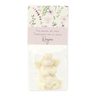 Sheep milk soap angel 50g "Ich wünsche dir einen Schutzengel...", Christmas rose white 