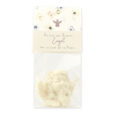 Sheep milk soap angel 50g "Du bist der Beweis,...", Christmas rose white 