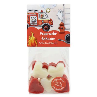 Sheep milk soap heart mini 10x8g in a cellophane bag "Feuerwehr Schaum", Berry dream/ Sheep sensitive 