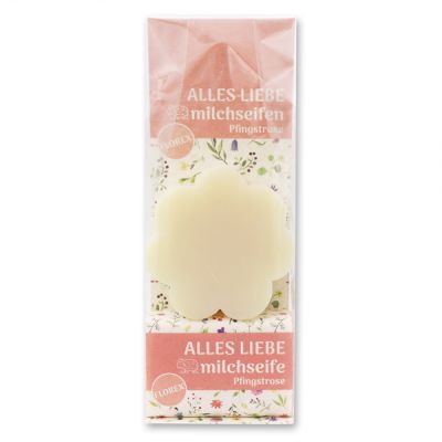 Sheep milk soap set in a cellophane bag "Alles Liebe", Classic/Peony 