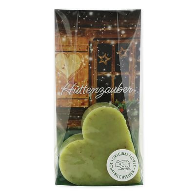 Sheep milk soap heart 85g in a cellophane "Hüttenzauber", Verbena 