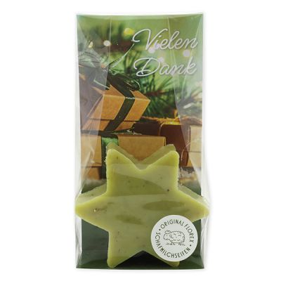 Sheep milk soap star 80g in a cellophane "Vielen Dank", Verbena 