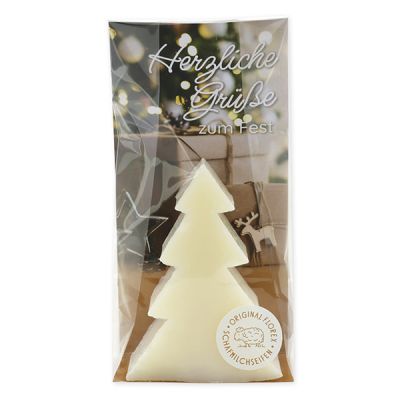 Sheep milk soap tree 75g in a cellophane "Herzliche Grüße zum Fest", Classic 
