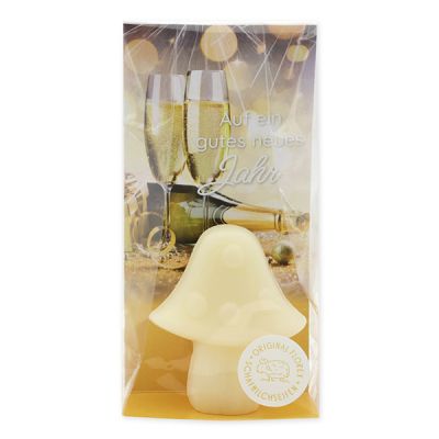 Sheep milk soap mushroom 50g in a cellophane "Auf ein gutes neues Jahr", Classic 