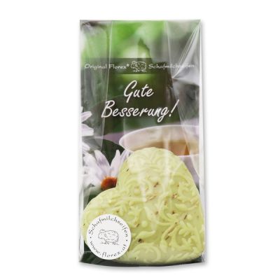 Schafmilchseife Herz Florex 80g in Cello "Gute Besserung", Eisenkraut 