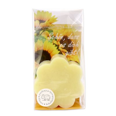 Sheep milk soap flower 115g in a cellophane bag "Schön, dass es dich gibt", Cowslip 