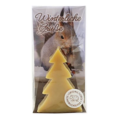 Schafmilchseife Tannenbaum 75g in Cello "Winterliche Grüße", Zirbe 