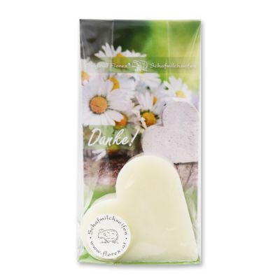 Sheep milk soap heart 85g in a cellophane bag "Danke", Classic 