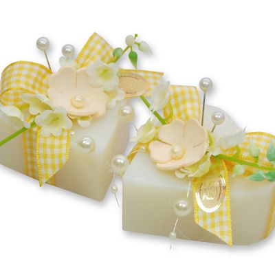 Sheep milk soap heart 85g decorated with a flower 'lily of the valley', Classic 