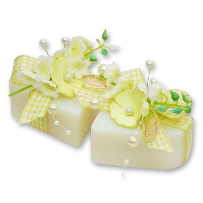 Sheep milk soap heart 85g, decorated with flower 'lily of the valley', Classic 
