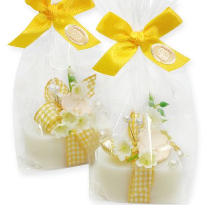 Sheep milk soap heart 85g decorated with a flower 'lily of the valley' in a cellophane, Classic 