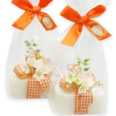 Sheep milk soap heart 85g, decorated with a flower 'lily of the valley' in a cellophane, Classic 