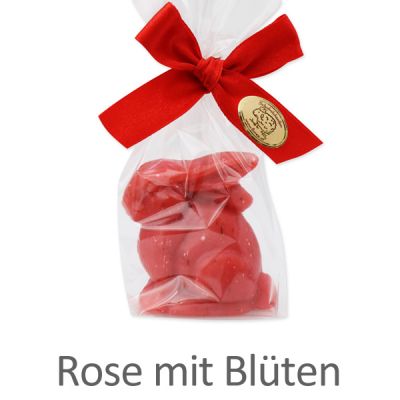 Schafmilchseife Zwerghase 40g in Cello, Rose mit Blüten 