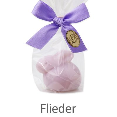 Schafmilchseife Hase liegend 40g in Cello, Flieder 