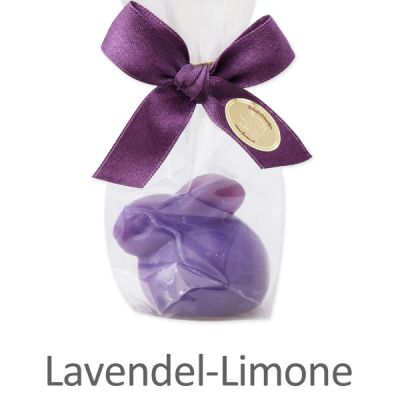 Schafmilchseife Hase liegend 40g in Cello, Lavendel-Limone 