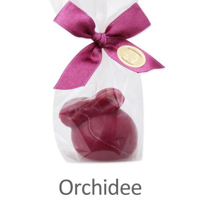 Schafmilchseife Hase liegend 40g in Cello, Orchidee 