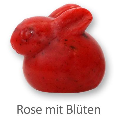 Schafmilchseife Hase liegend 40g, Rose mit Blüten 