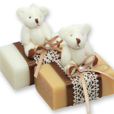 Sheep milk soap 100g, decorated with a teddy bear, Classic/quince 
