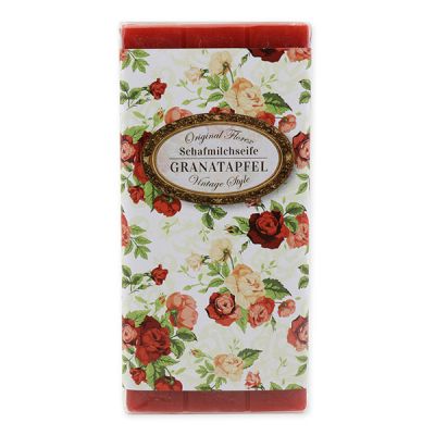 Sheep milk soap bar 100g "Vintage motif 140", Pomegranate 