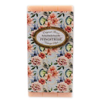 Sheep milk soap bar 100g "Vintage motif 170", Peony 