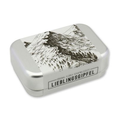 Sheep milk soap square 100g in a can "Lieblingsgipfel", Edelweiss 
