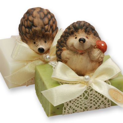 Sheep milk soap 100g, decorated with a hedgehog, Classic/verbena 