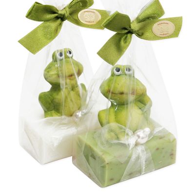 Sheep milk soap 100g, decorated with a frog in a cellophane, Classic/verbena 