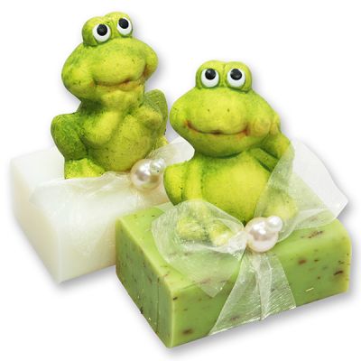 Sheep milk soap 100g, decorated with a frog, Classic/verbena 