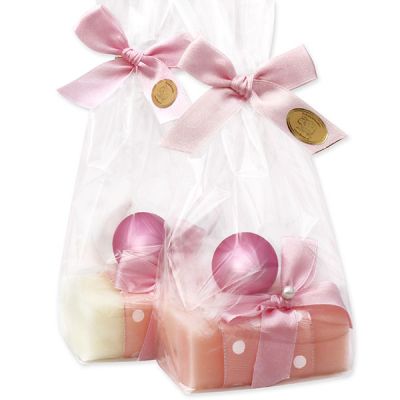 Sheep milk soap 100g, decorated with an easter egg packed in a cellophane bag, Classic/peony 