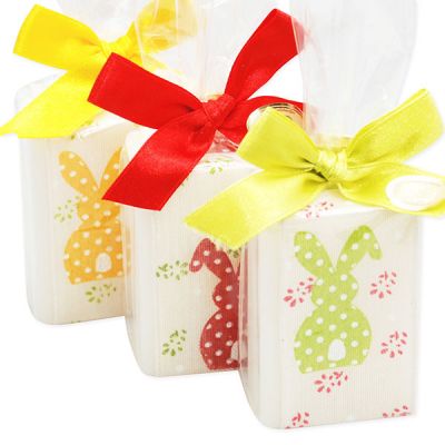 Sheep milk soap 100g, decorated with a rabbit-ribbon in a cellophane, Classic 