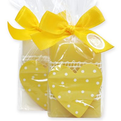 Sheep milk soap 100g, decorated with a heart in a cellophane, Classic/grapefruit 