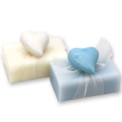 Sheep milk soap 100g decorated with a heart, Classic/'forget-me-not' 