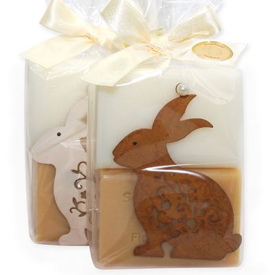 Sheep milk soap 2x100g, decorated with a rabbit in a cellophane, Classic/quince 