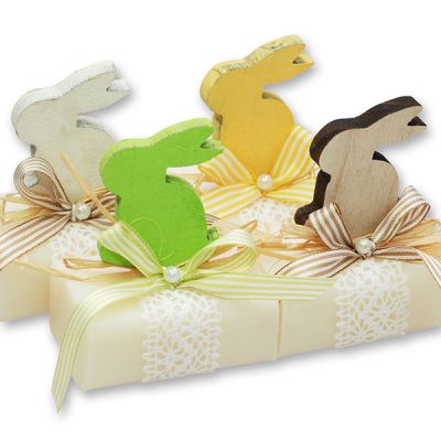Sheep milk soap 100g decorated with a wooden rabbit, Classic 
