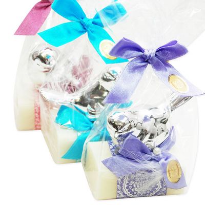 Sheep milk soap 100g decorated with bird in a cellophane, Classic 