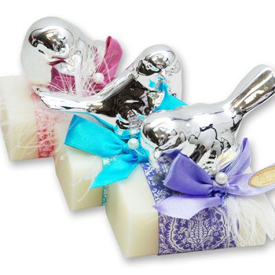 Sheep milk soap 100g decorated with bird, Classic 