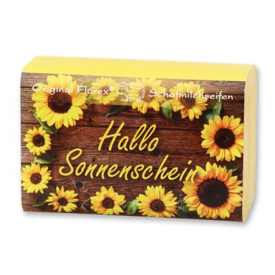 Schafmilchseife eckig 100g "Hallo Sonnenschein", Sonnenblume 
