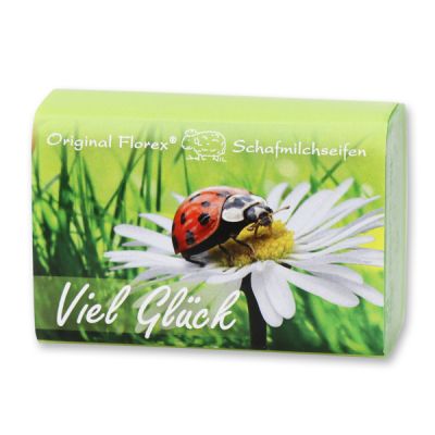 Schafmilchseife eckig 100g "Viel Glück", Apfel 