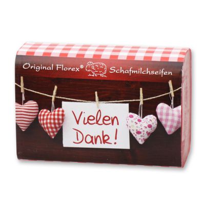 Schafmilchseife eckig 100g "Vielen Dank", Rose 