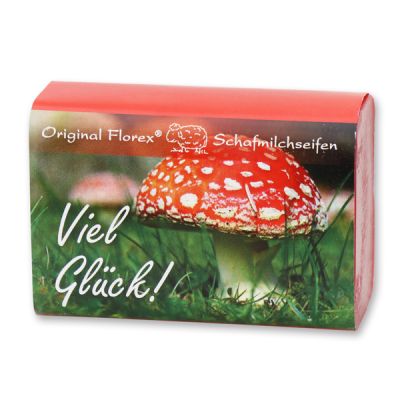 Schafmilchseife eckig 100g "Viel Glück", Granatapfel 
