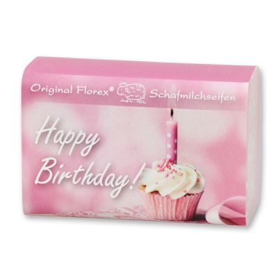 Schafmilchseife eckig 100g "Happy Birthday", Magnolie 