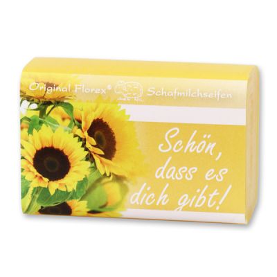 Schafmilchseife eckig 100g "Schön, dass es dich gibt", Sonnenblume 