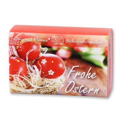 Schafmilchseife eckig 100g "Frohe Ostern", Hibiskus 