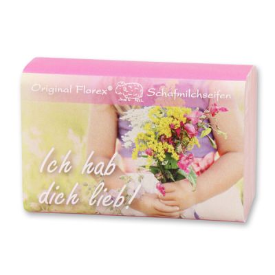 Sheep milk soap 100g "Ich hab dich lieb", Peony 